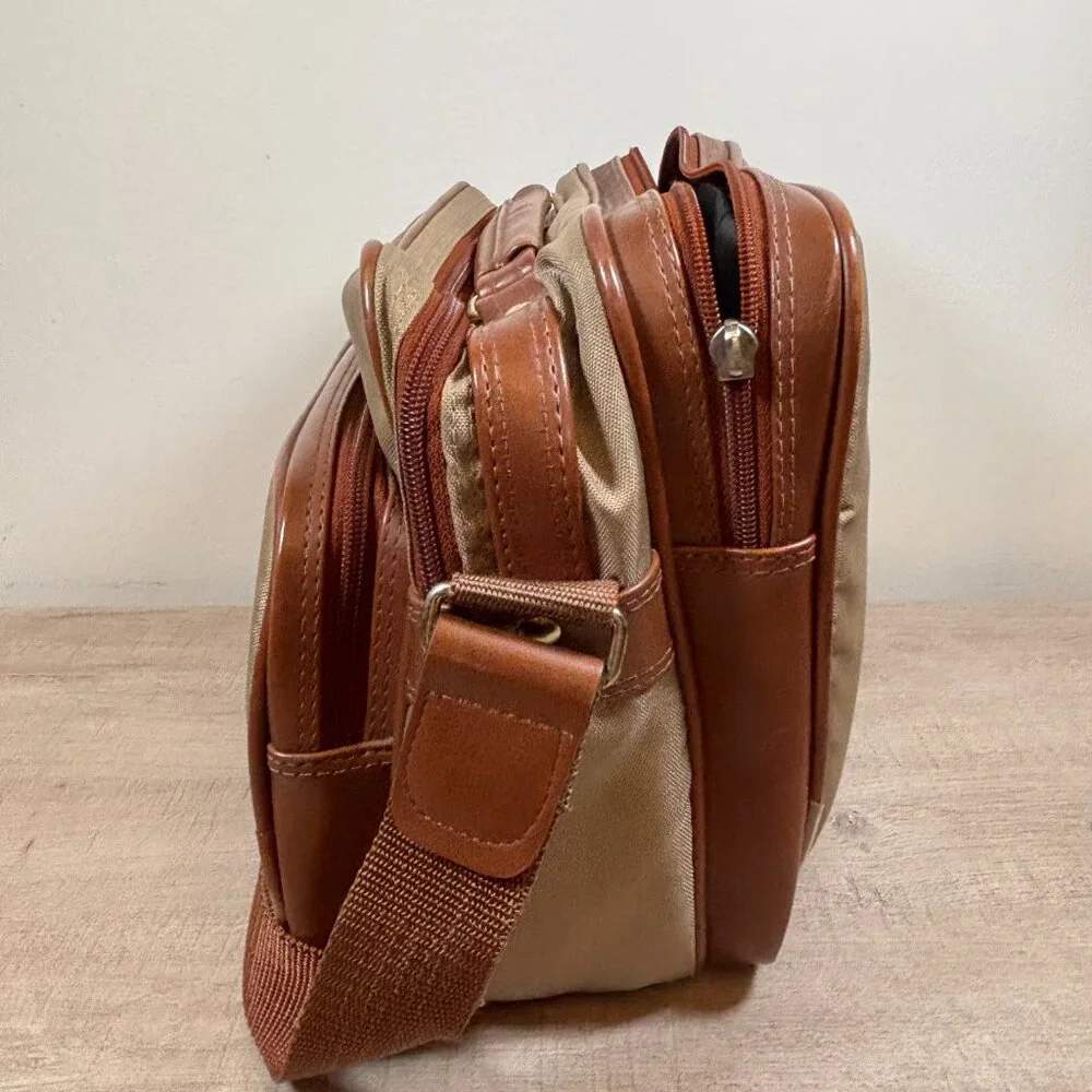 Vintage Coaster Camera Bag Beige/Brown Model S3TN with Shoulder Strap